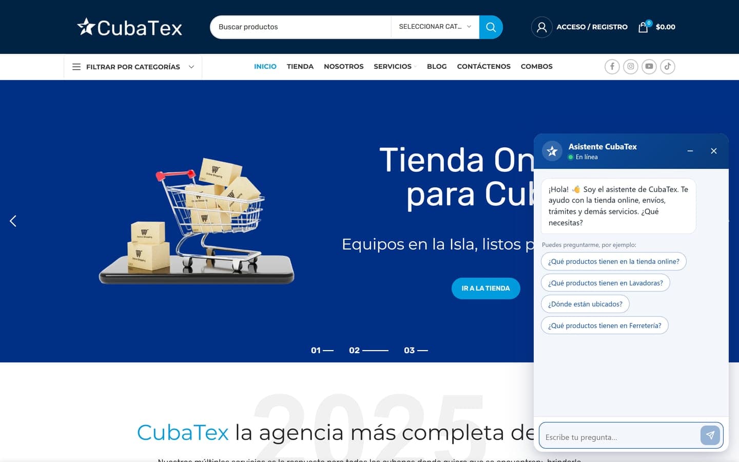 Assistente de IA aberto sobre o site de uma agência
